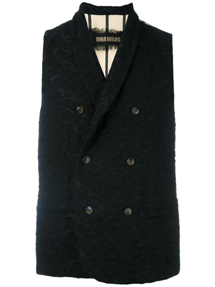 Uma Wang Double Breasted Blazer, Men's, Size: Small, Black, Cotton/viscose/virgin Wool