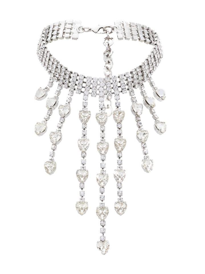Alessandra Rich Crystal Drop Choker - Silver