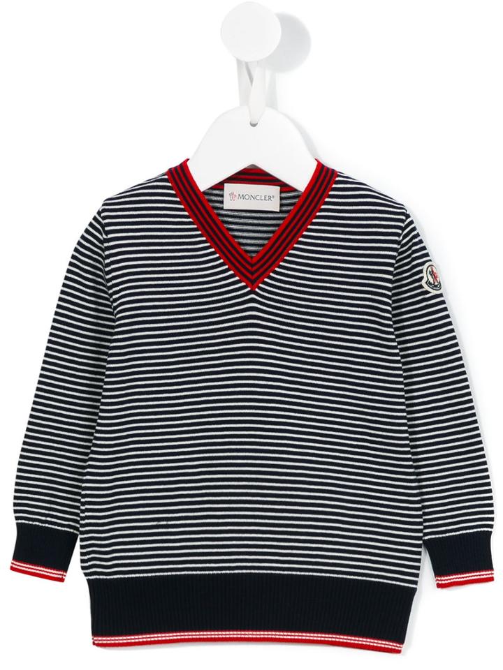 Moncler Kids Striped V-neck Sweater, Boy's, Size: 18-24 Mth, Black