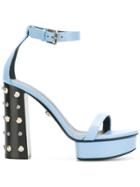 Versace Studded Heel Sandals - Blue