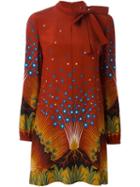 Valentino 'volcano' Print Dress, Women's, Size: 44, Red, Silk