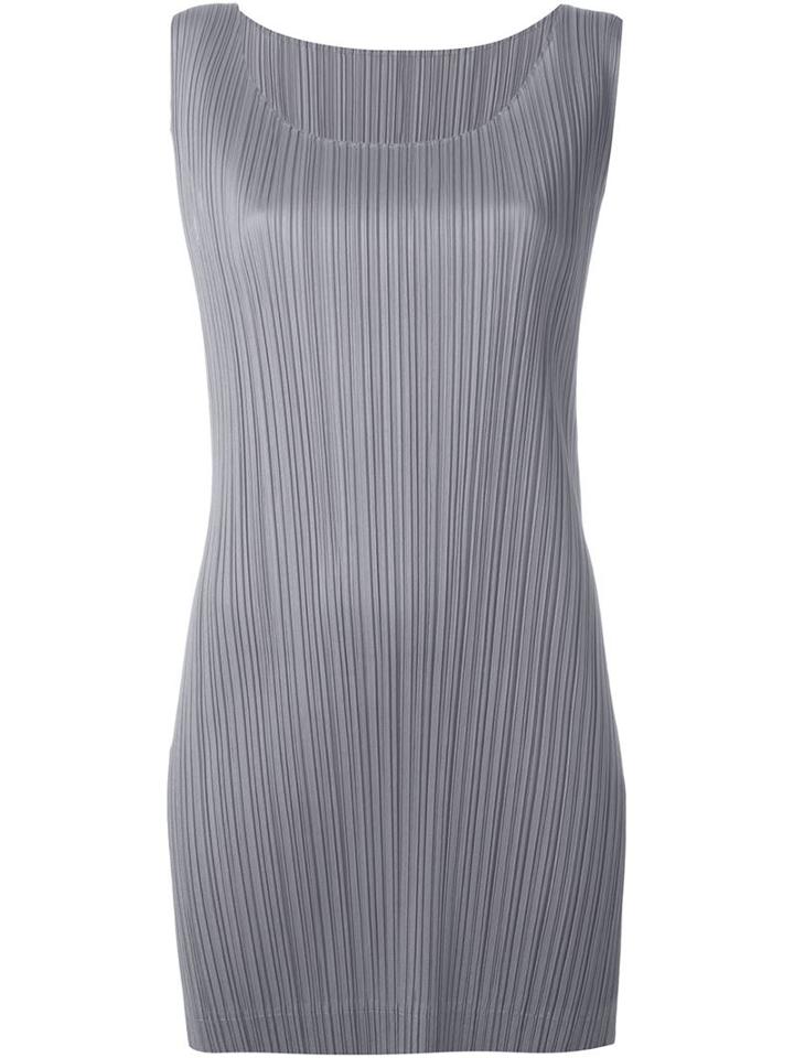Pleats Please By Issey Miyake Long Pleated Top, Women's, Size: 4, Grey, Polyester