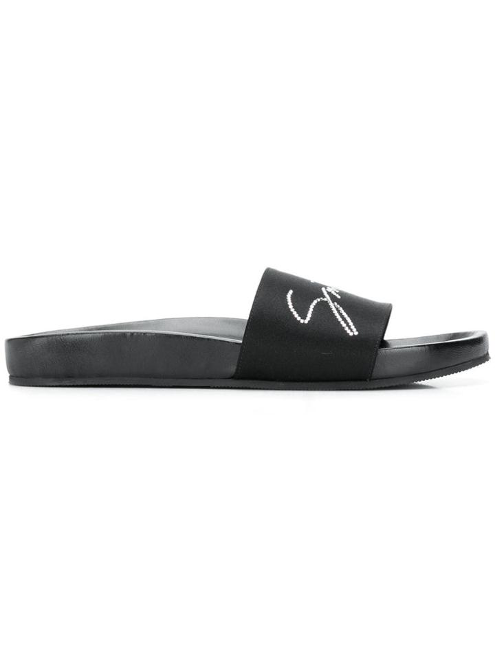 Givenchy Flat Logo Slides - Black