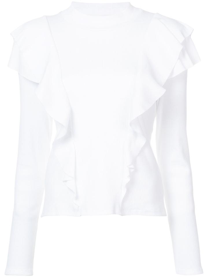 Veronica Beard Dawson Ruffle Hem Blouse - White