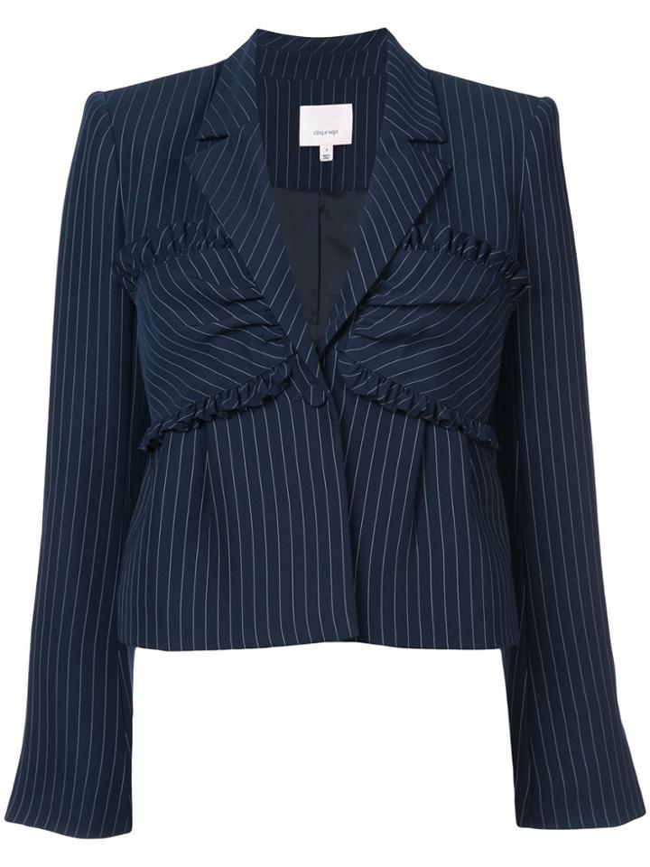 Cinq A Sept Pinstripe Fitted Bustier Blazer - Blue