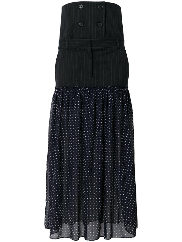 Rokh Pinstripe And Polka Dot Maxi Skirt - Blue