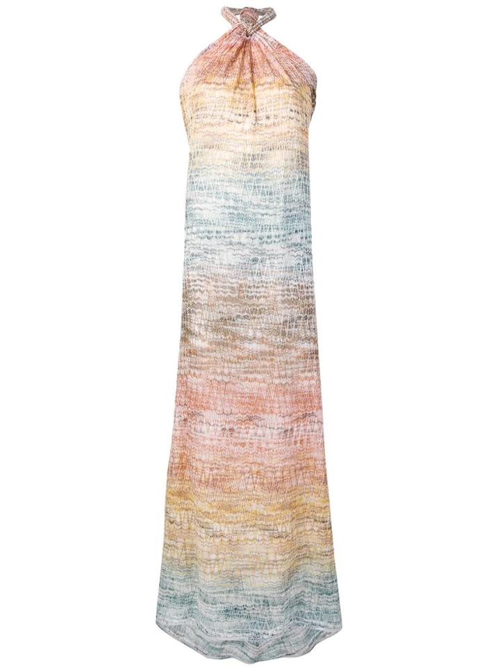 Missoni Rainbow Knit Halterneck Maxi Dress - White
