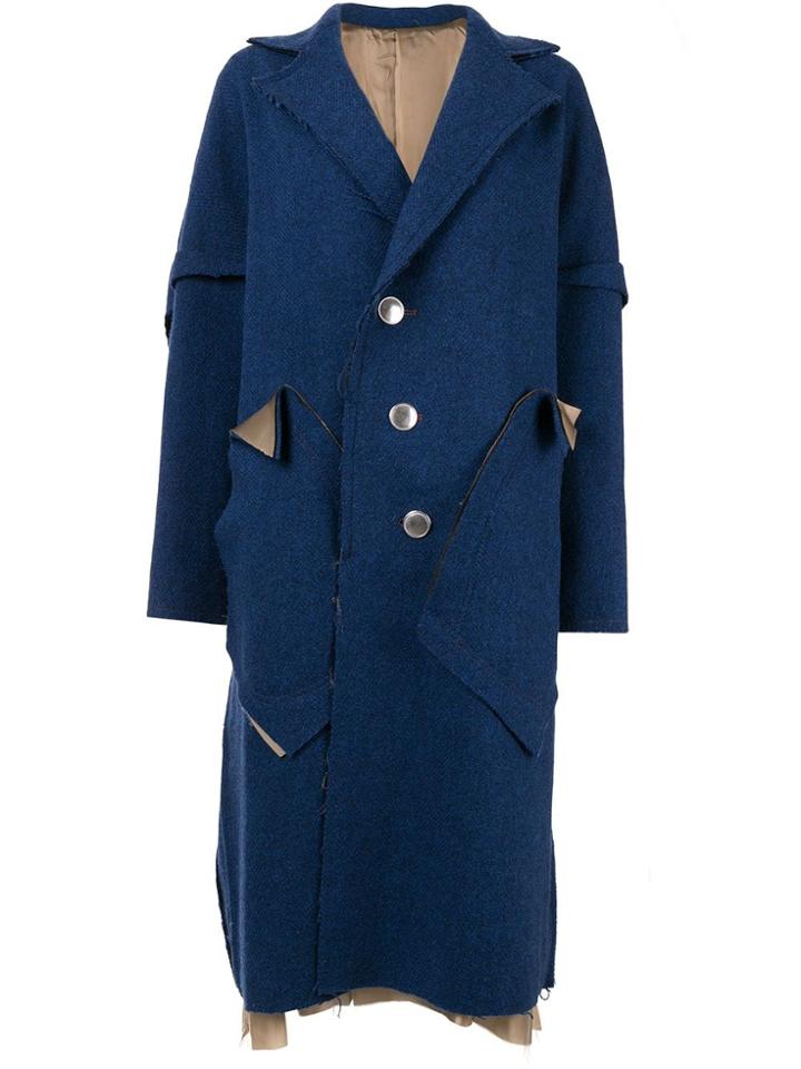 Sulvam Deconstructed Single-breasted Coat - Blue