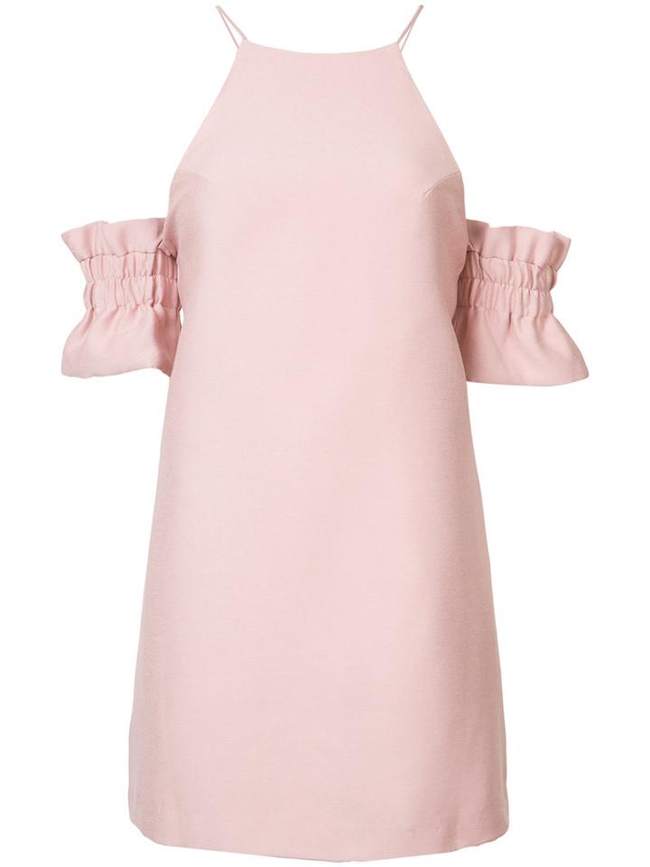 C/meo - Ruffled Sleeves Fitted Cocktail Dress - Women - Polyester - L, Pink/purple, Polyester