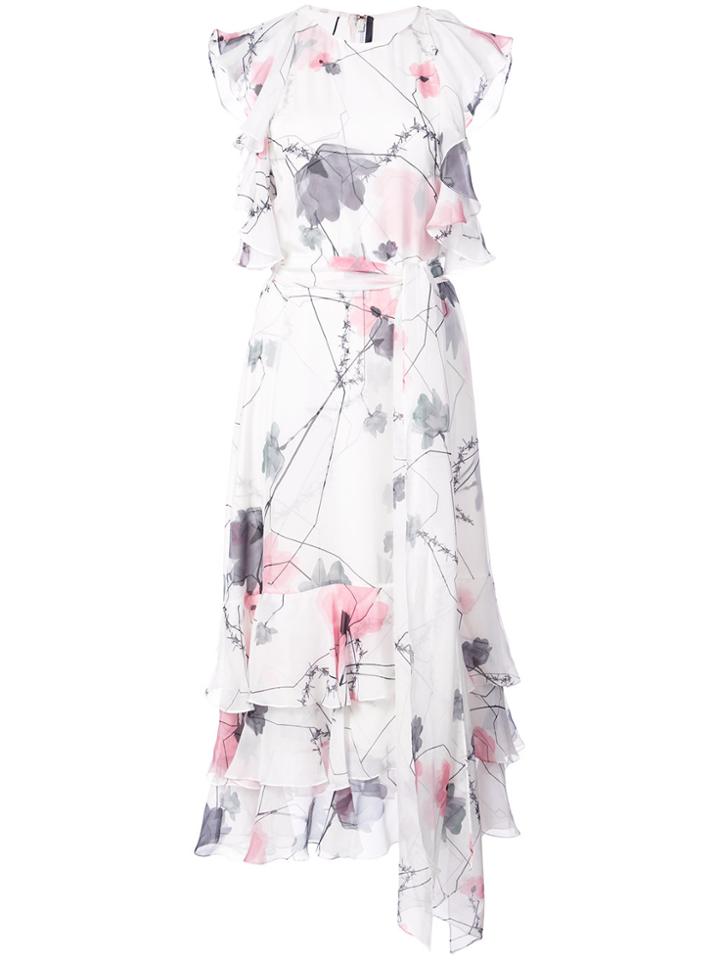 Thomas Wylde Floral Ruffle Dress - White