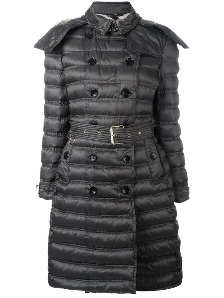 Burberry Double-breasted Parka Coat, Women's, Size: Xs, Brown, Polyamide/polyester/goose Down
