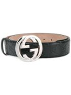 Gucci Gg Logo Buckle Belt, Size: 95, Black, Leather