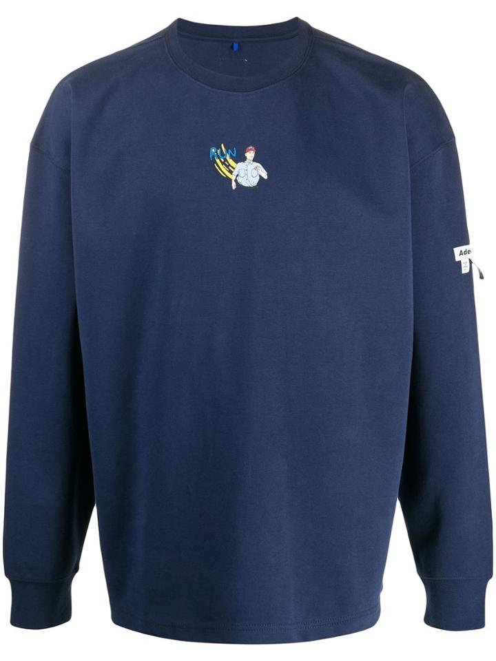 Ader Error Printed Crew Neck Jumper - Blue