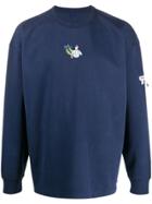 Ader Error Printed Crew Neck Jumper - Blue