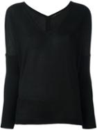 Agnona V Neck Jumper, Women's, Size: Large, Black, Silk/cashmere