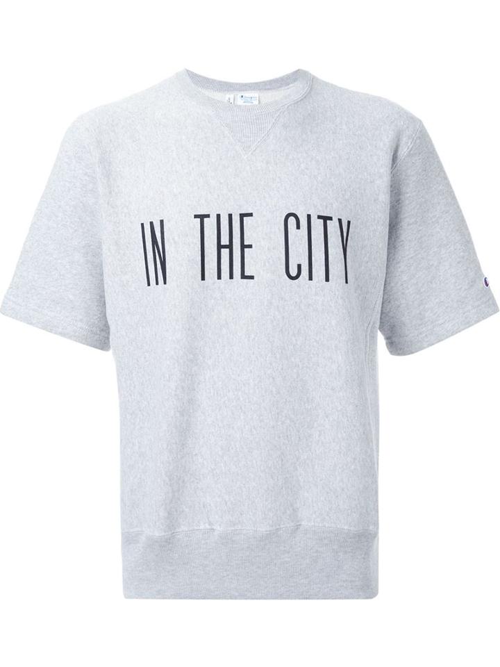 Mr. Gentleman Mr. Gentleman X Champion Print Sweatshirt, Men's, Size: L, Grey, Cotton/polyester