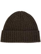 N.peal Chunky Ribbed Knit Beanie Hat - Brown