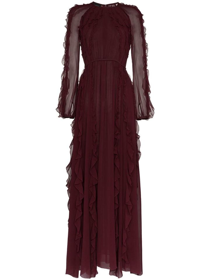 Giambattista Valli Frilled Sheer Maxi Dress - Red