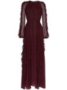 Giambattista Valli Frilled Sheer Maxi Dress - Red