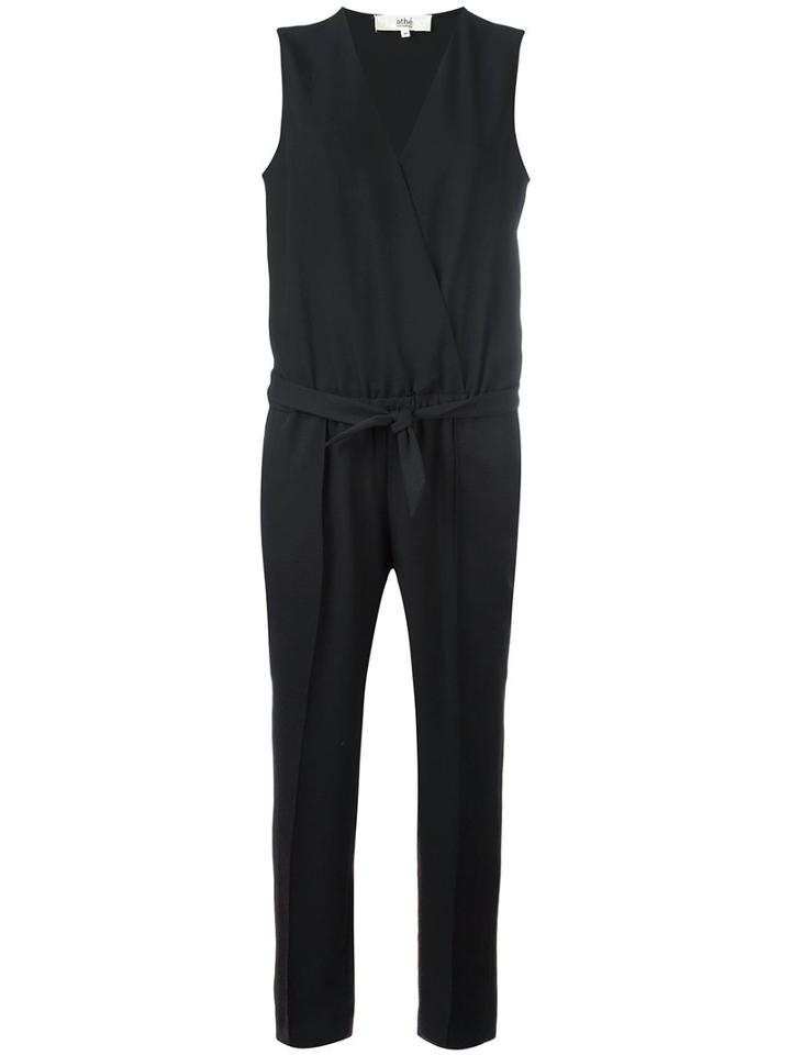 Vanessa Bruno Athé - Tie Waist Jumpsuit - Women - Polyester - 40, Black, Polyester