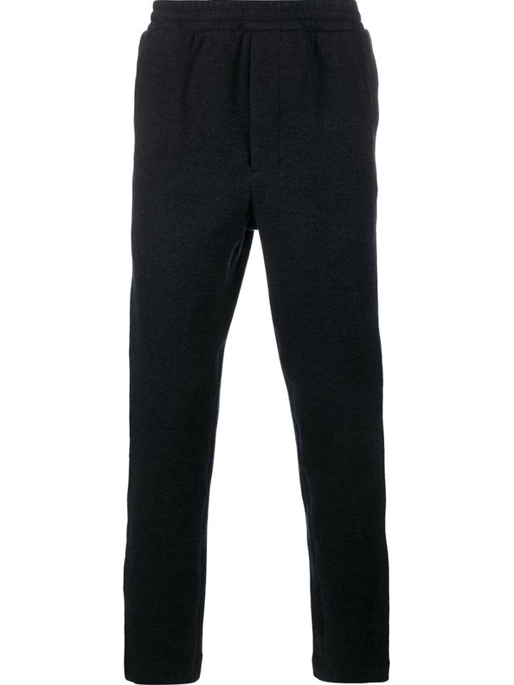 Ami Alexandre Mattiussi Tweed Track Pants, Men's, Size: 40, Blue, Cotton/polyamide/wool