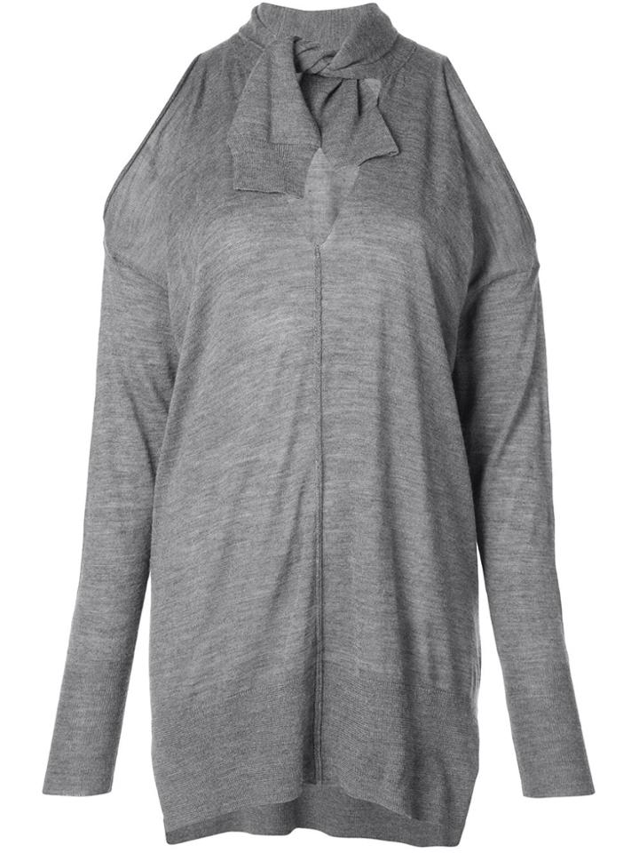 Nude Cold Shoulder Sweatshirt - Grey