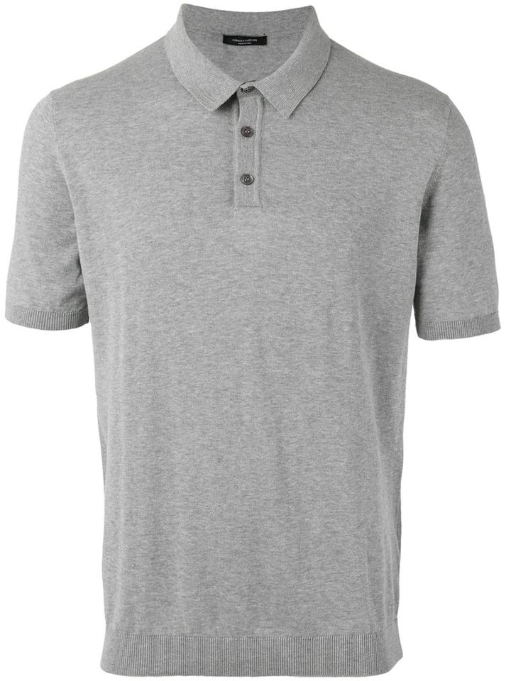 Roberto Collina Polo Shirt, Men's, Size: 46, Grey, Cotton