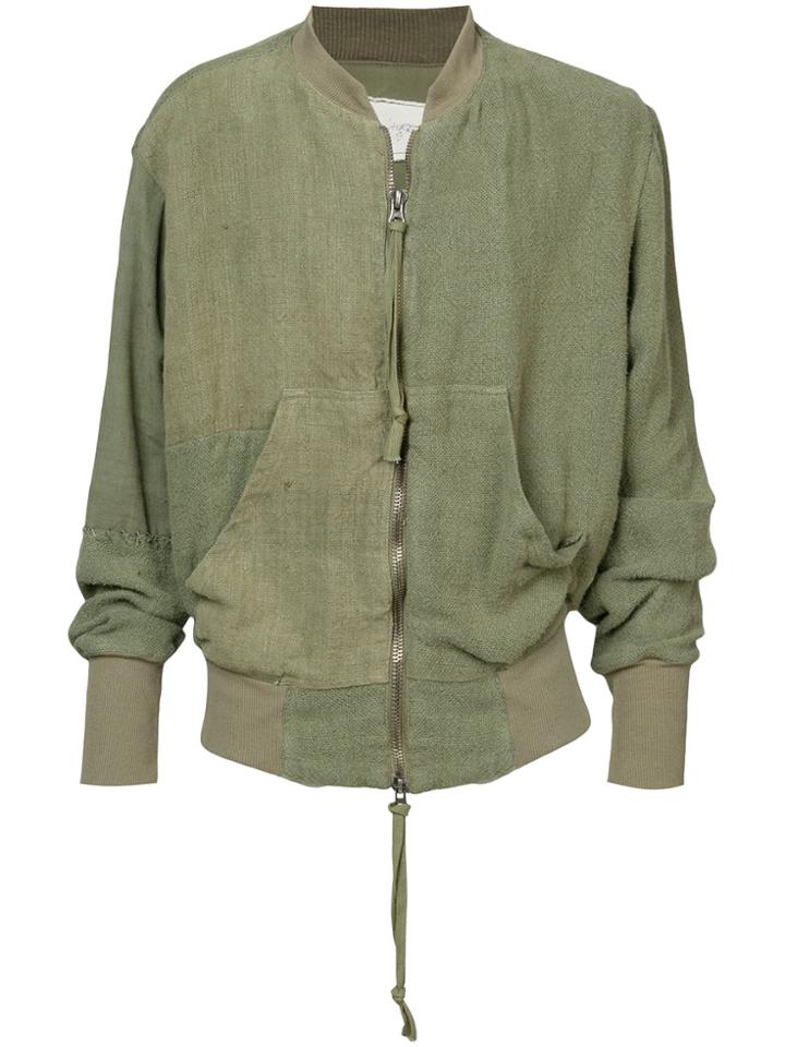 Greg Lauren Pouch Pocket Zip Cardigan - Green