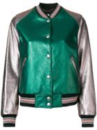 Coach Leather Bomber Jacket - Green