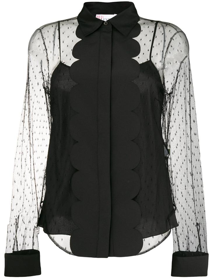 Red Valentino Pointelle Lace Blouse - Black