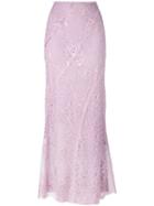 Alberta Ferretti - Embroidered Skirt - Women - Silk/polyamide/acetate/other Fibers - 40, Pink/purple, Silk/polyamide/acetate/other Fibers