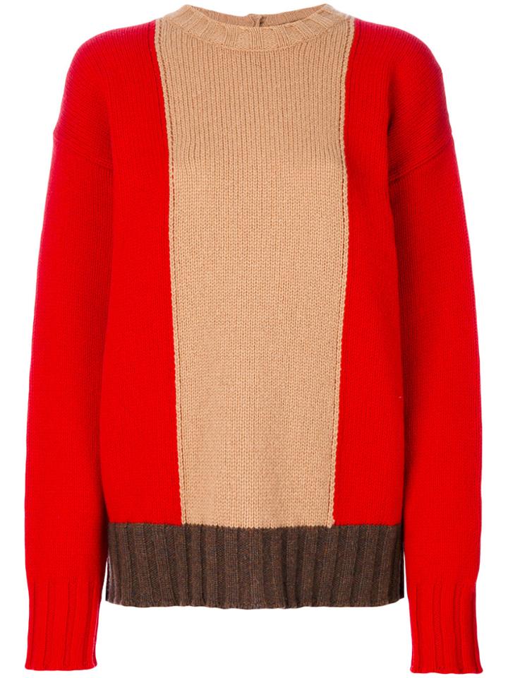 Marni Oversized Colour Blocked Sweater - Red