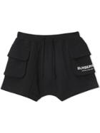 Burberry Kids Teen Logo Print Cotton Drawcord Shorts - Black