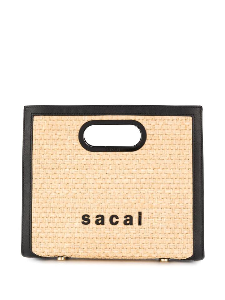 Sacai Straw Logo Bag - Neutrals
