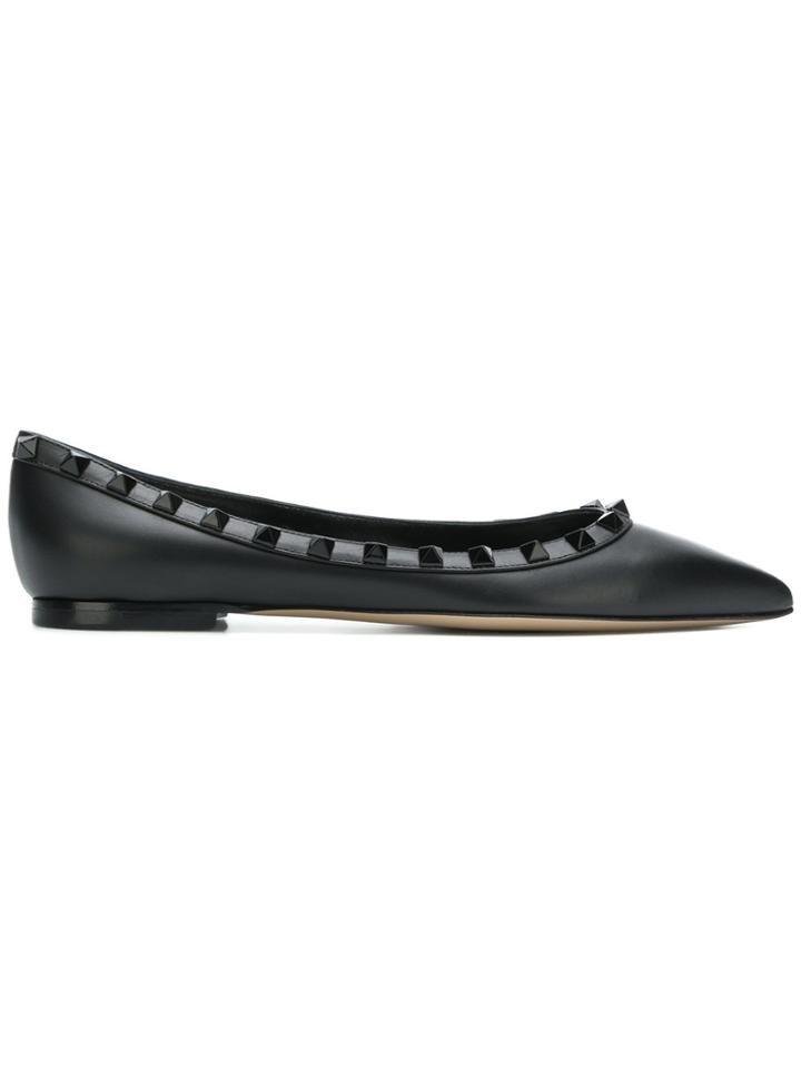 Valentino Rockstud Ballerina Flats - Black