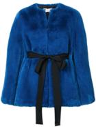 Lanvin Faux Fur Belted Coat - Blue