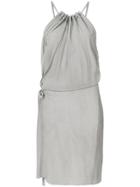 Lost & Found Ria Dunn Ruché Detail Halterneck Dress - Grey