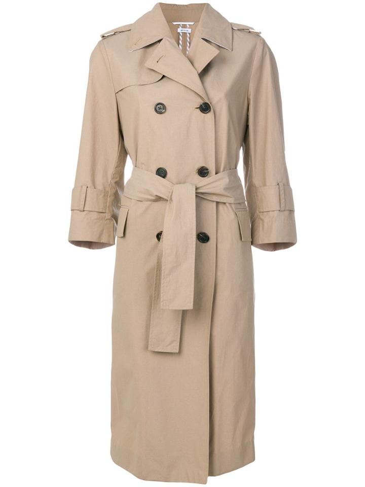 Thom Browne Reflective Tech Double-breasted Trench Coat - Nude &