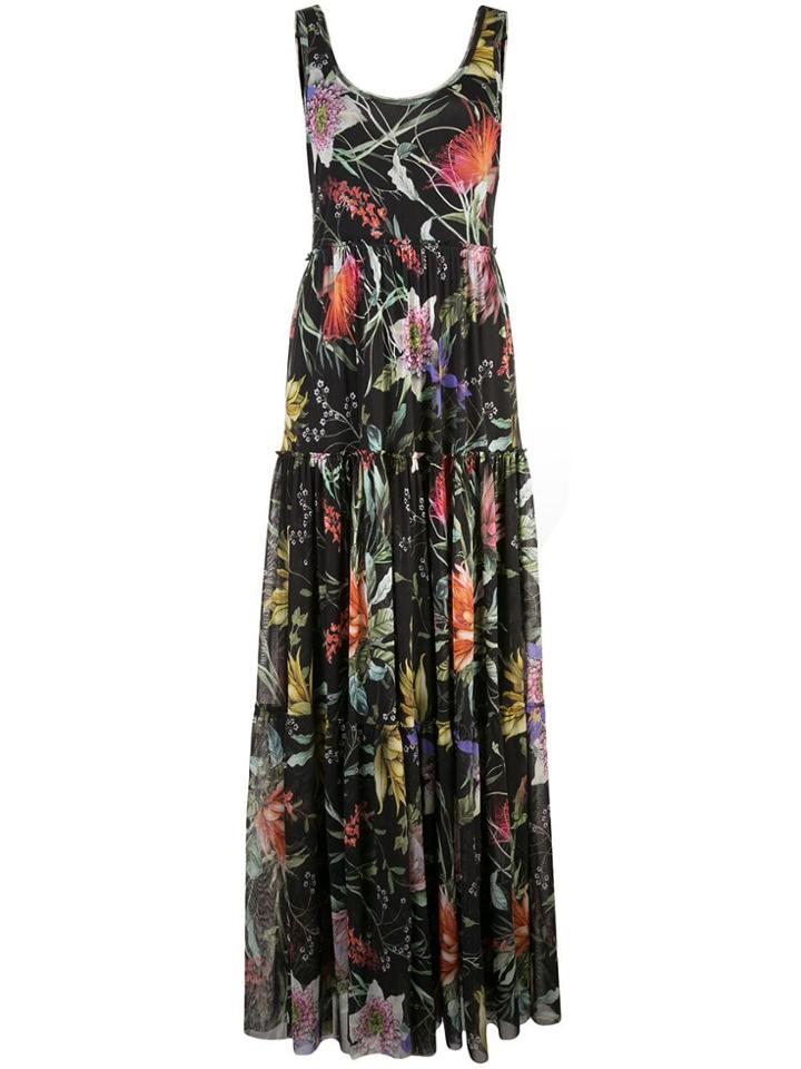 Fuzzi Floral Print Maxi Dress - Black