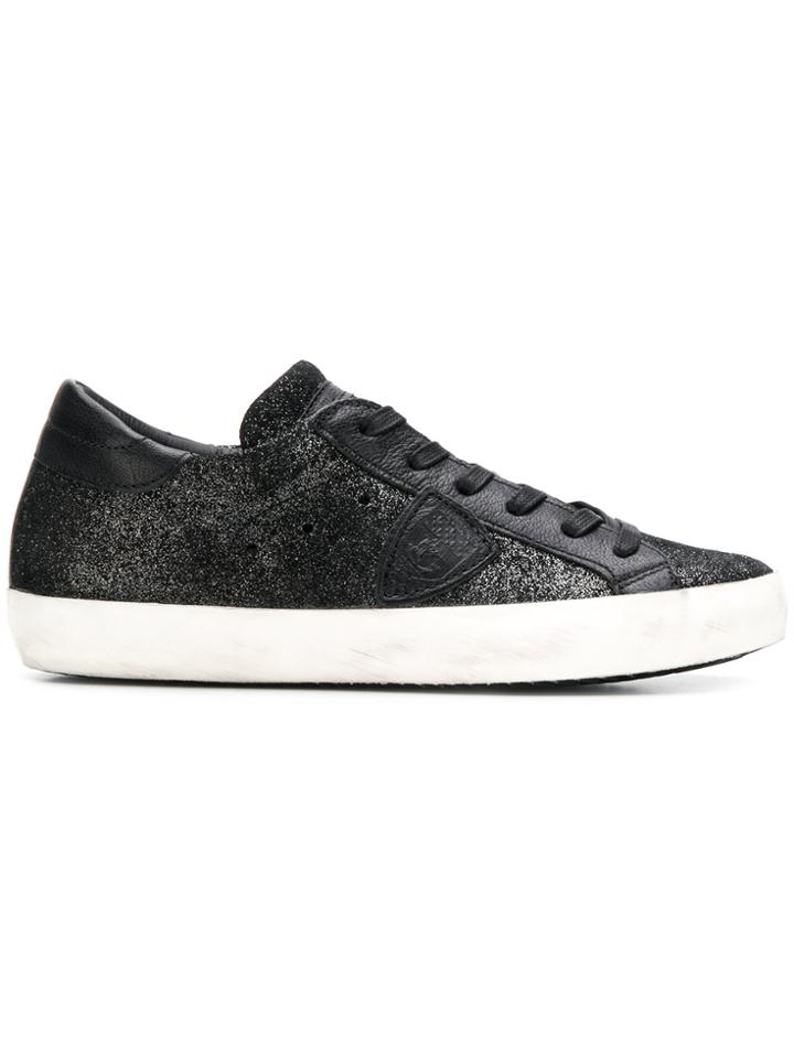 Philippe Model Glitter Logo Sneakers - Black