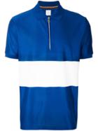 Paul Smith Block-stripe Zipped Polo Shirt - Blue