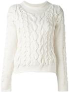 Malo Cable Knit Pullover, Women's, Size: Small, White, Cashmere