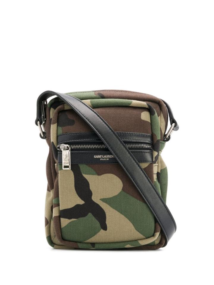 Saint Laurent Camouflage Print Pouch - Green