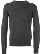 Fay V-neck Ribbed Sweater - Grey