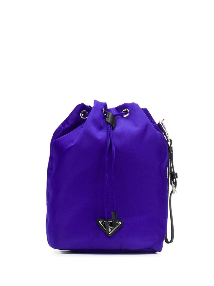Prada Technical Logo Plaque Bucket Bag - Purple