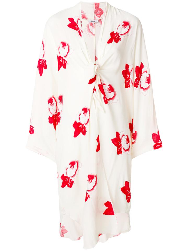 Ganni Oversized Rose Print Shirt - Nude & Neutrals