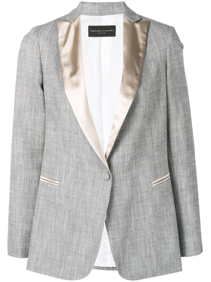Fabiana Filippi Contrast Lapel Blazer - Grey