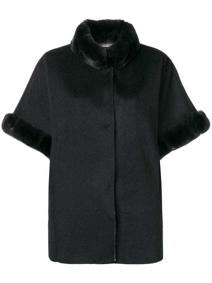 N.peal Double Sided Fur Poncho - Grey