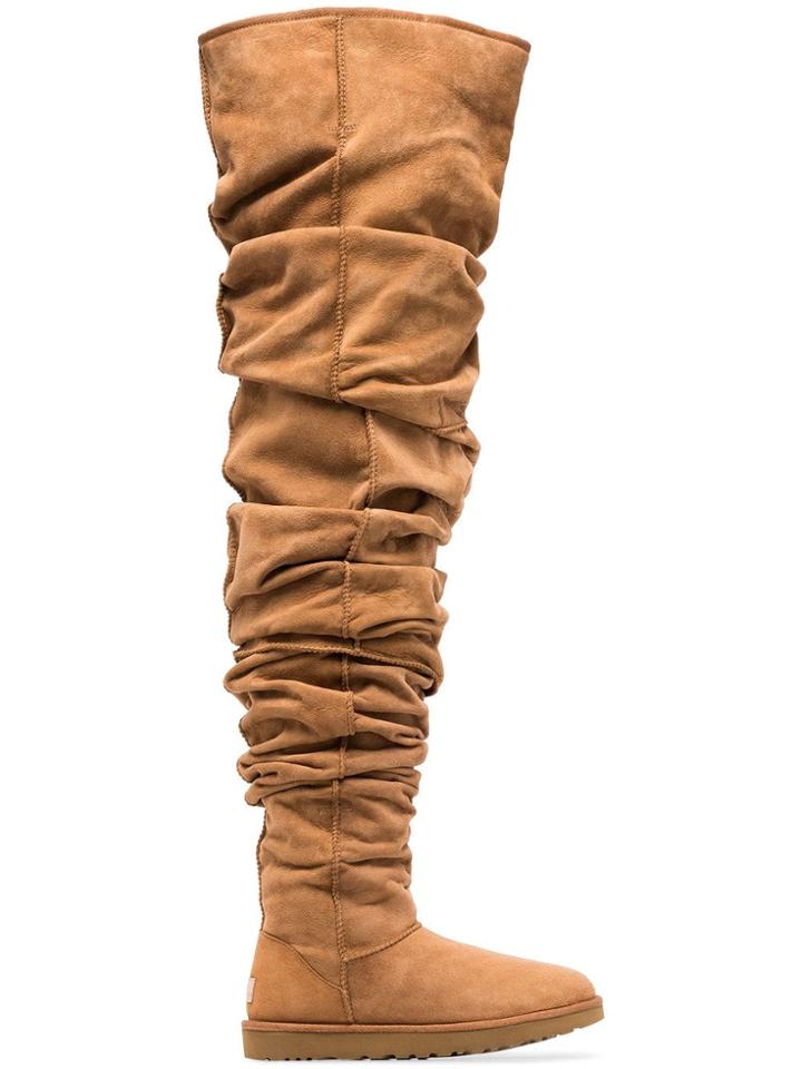 Y / Project Brown Ugg Thigh High Slouch Fit Sheepskin Boots