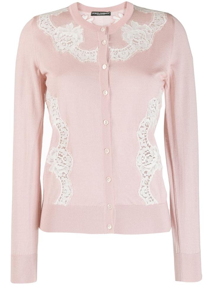 Dolce & Gabbana Lace Insert Cardigan - Pink